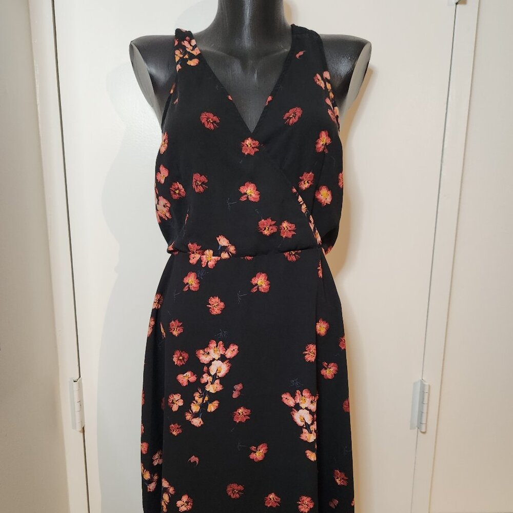 Black And Pink Cherry blossom Sleeveless dress